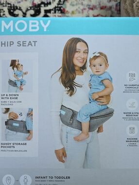 MOBY Gray Hip Seat Carrier for Kids - Comfortable Hands-Free Carry